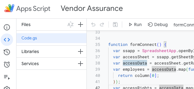 vendor assurance code addition formConnect